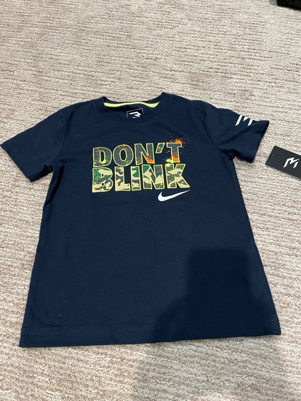 Nike Navy Tee with Lime Green & Yellow Graphic